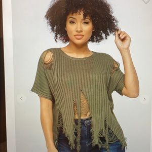 Distressed Sweater Top